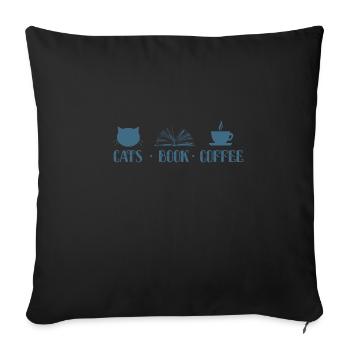 Read Cats Book Coffee - Sofa pillowcase 17,3'' x 17,3'' (45 x 45 cm) - black - Front