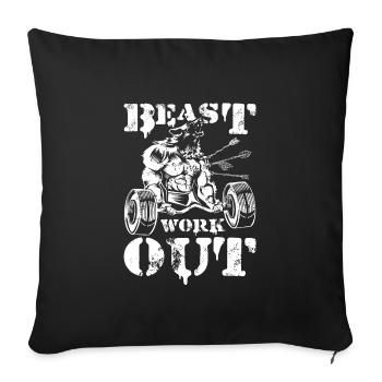 beast workout wolf - Sofa pillowcase 17,3'' x 17,3'' (45 x 45 cm) - black - Front