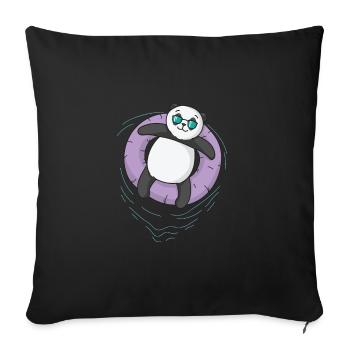 Panda en train de se détendre - Housse de coussin décorative 45 x 45 cm - noir - Devant