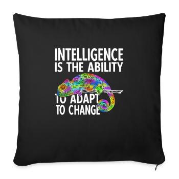 Funny Colorful Chameleon with Intelligence Saying - Sofa pillowcase 17,3'' x 17,3'' (45 x 45 cm) - black - Front