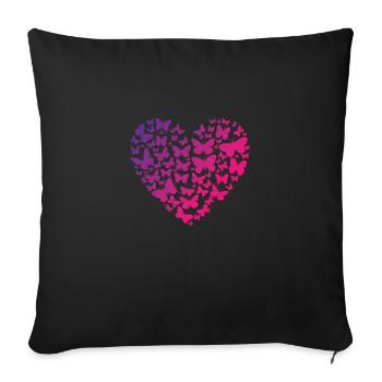 Coeur de papillons - Housse de coussin décorative 45 x 45 cm - noir - Devant