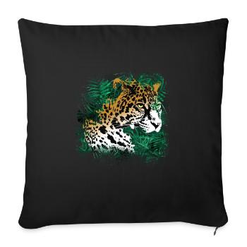 Leopard Rainforest Plants Nature Vegetation - Sofa pillowcase 17,3'' x 17,3'' (45 x 45 cm) - black - Front