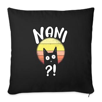 Nani! Quoi? Drôle d’anime japonais Otaku Cat - Housse de coussin décorative 45 x 45 cm - noir - Devant