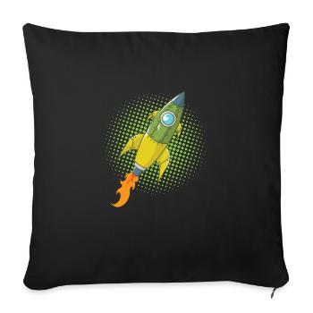 Rocket Comic Spaceship Spacecraft Missile - Sofa pillowcase 17,3'' x 17,3'' (45 x 45 cm) - black - Front
