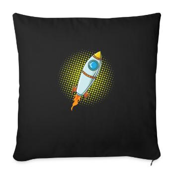 Moon Rocket Spaceship Comic Missile - Sofa pillowcase 17,3'' x 17,3'' (45 x 45 cm) - black - Front