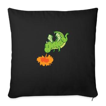 Dragon spits fire Mythical creatures Fairy tale - Sofa pillowcase 17,3'' x 17,3'' (45 x 45 cm) - black - Front