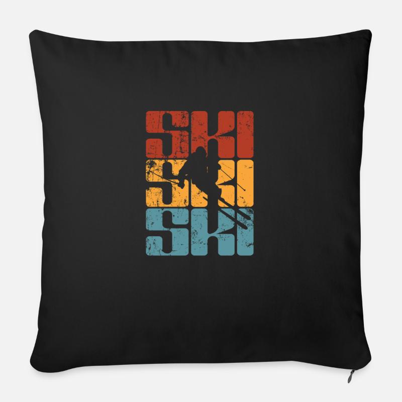 Ski Sport Ski fahren Schnee Winterurlaub - Sofakissenbezug 45 x 45 cm - Schwarz