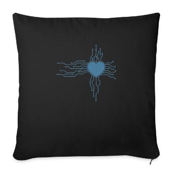 Cœur avec électronique Profession Technologie Électricité - Housse de coussin décorative 45 x 45 cm - noir - Devant