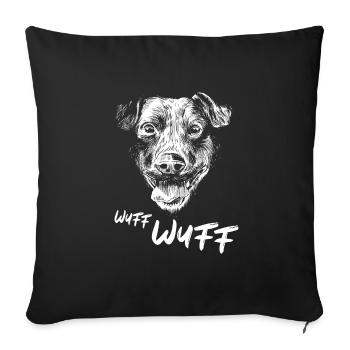 Hundemotiv Wuff Wuff Hundekopf Hundebesitzer - Sofakissenbezug 45 x 45 cm - Schwarz - Vorne