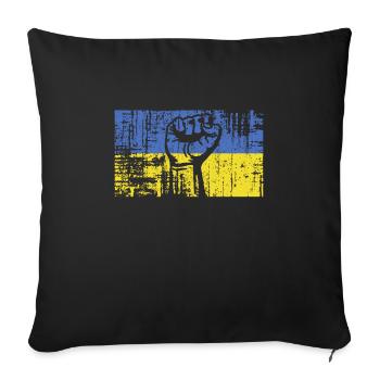 Contre la guerre, l’Ukraine je me bats pour la liberté - Housse de coussin décorative 45 x 45 cm - noir - Devant