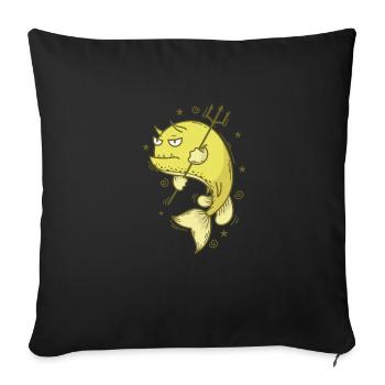 Poissons de vache avec mer trident ou aquarium - Housse de coussin décorative 45 x 45 cm - noir - Devant