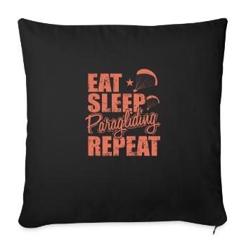 Eat Sleep Paragliding Repeat Extreme Sport - Sofa pillowcase 17,3'' x 17,3'' (45 x 45 cm) - black - Front