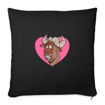 Gnous Antelope Afrique Animal avec cœur - Housse de coussin décorative 45 x 45 cm - noir - Devant
