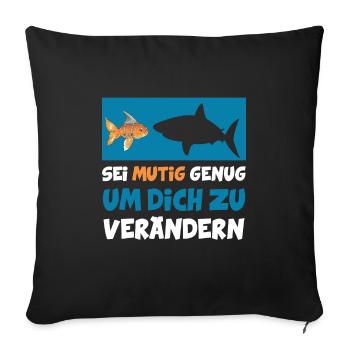 Niedlicher Goldfisch Als Hai - Lustiger Spruch - Sofakissenbezug 45 x 45 cm - Schwarz - Vorne