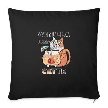 Vanille Iced CATte Lustige Koffein süchtige Katze - Sofakissenbezug 45 x 45 cm - Schwarz - Vorne