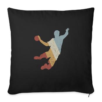 Joueur de Handball Retro Style Vintage - Housse de coussin décorative 45 x 45 cm - noir - Devant