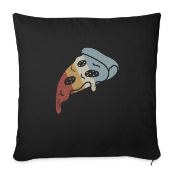 Pizza Slice Retro Style Vintage - Sofa pillowcase 17,3'' x 17,3'' (45 x 45 cm) - black - Front