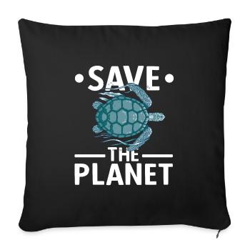 Tortue Protection de l’environnement Planète Océan Faune Lac - Housse de coussin décorative 45 x 45 cm - noir - Devant