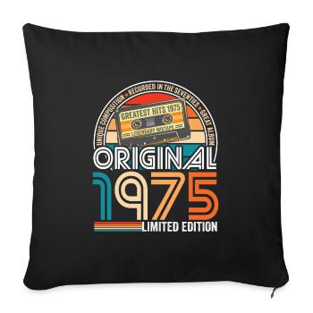 Birthday 1975 Vintage cassette vintage 1975 - Sofa pillowcase 17,3'' x 17,3'' (45 x 45 cm) - black - Front