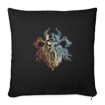Viking Skull Retro Style Vintage - Housse de coussin décorative 45 x 45 cm - noir - Devant