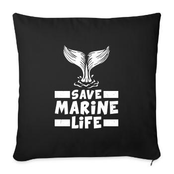 Whale Fin Life Environmental Protection Planet Ocean Sea - Sofa pillowcase 17,3'' x 17,3'' (45 x 45 cm) - black - Front