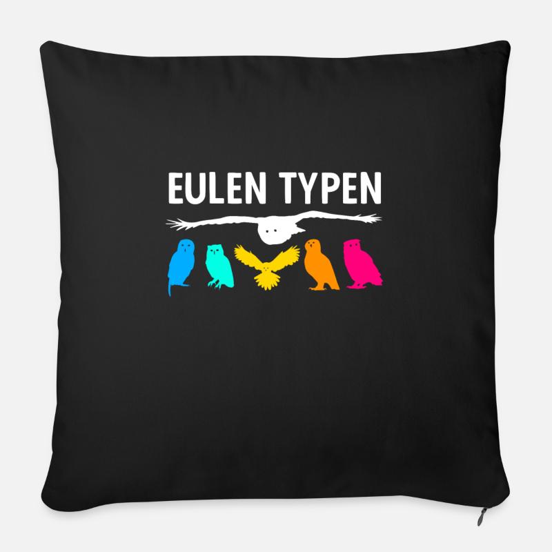 Eulentypen Eule Vögel Uhu Schleiereule - Sofakissenbezug 45 x 45 cm - Schwarz