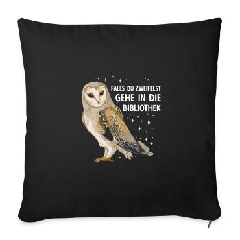 Magical Owl Birds Barn Owl Library - Sofa pillowcase 17,3'' x 17,3'' (45 x 45 cm) - black - Front