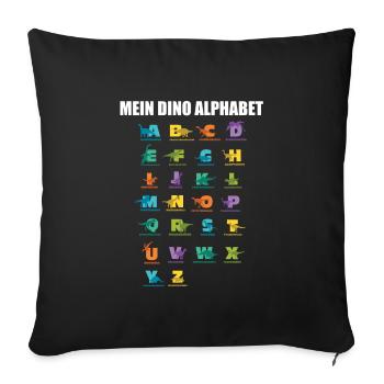 Dinosaurier Alphabet Arten Dino Typen - Sofakissenbezug 45 x 45 cm - Schwarz - Vorne