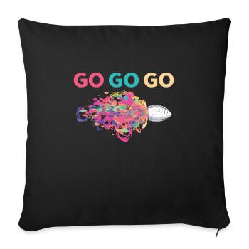 Sports de football américain disant jour de jeu - Housse de coussin décorative 45 x 45 cm - noir - Devant