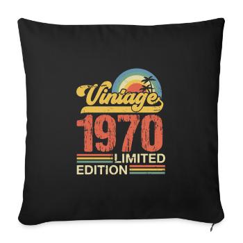 Millésime 1970 - Housse de coussin décorative 45 x 45 cm - noir - Devant