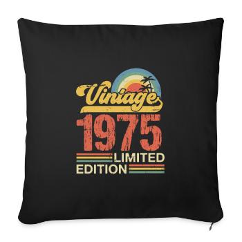 Millésime 1975 - Housse de coussin décorative 45 x 45 cm - noir - Devant