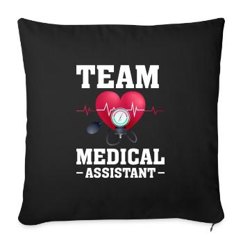Rythme cardiaque de l’assistant médical de l’équipe - Housse de coussin décorative 45 x 45 cm - noir - Devant