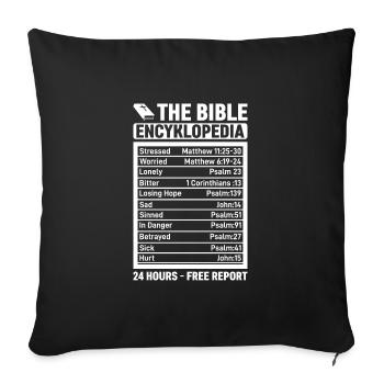 The Bible Encyklopedia 24 hours - Free - Sofa pillowcase 17,3'' x 17,3'' (45 x 45 cm) - black - Front