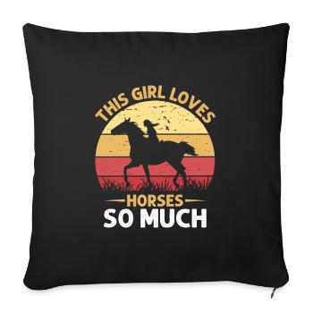 Cette fille aime tellement les chevaux - Housse de coussin décorative 45 x 45 cm - noir - Devant