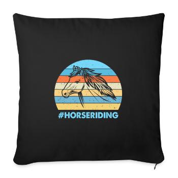 Horseback Riding Colorful Sunset Background Horse - Sofa pillowcase 17,3'' x 17,3'' (45 x 45 cm) - black - Front