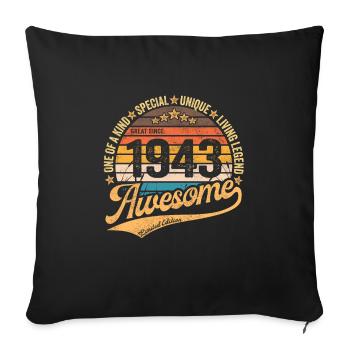 1943 Anniversaire Retro Vintage né en 1943 - Housse de coussin décorative 45 x 45 cm - noir - Devant