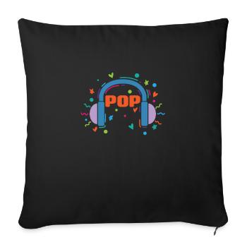 Musique pop avec écouteurs Singer Stars - Housse de coussin décorative 45 x 45 cm - noir - Devant