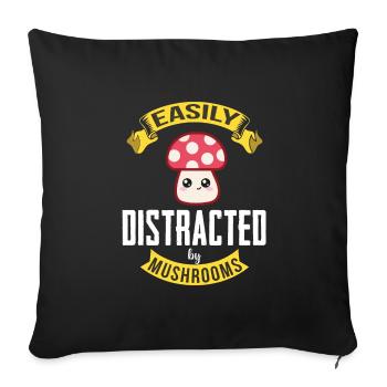 Mushroom pickers and mushroom friends - Sofa pillowcase 17,3'' x 17,3'' (45 x 45 cm) - black - Front