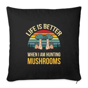 Cueilleurs de champignons et amis champignons - Housse de coussin décorative 45 x 45 cm - noir - Devant
