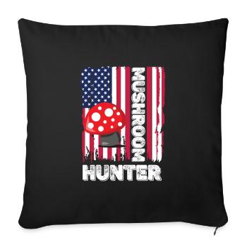 Mushroom pickers and mushroom friends - Sofa pillowcase 17,3'' x 17,3'' (45 x 45 cm) - black - Front