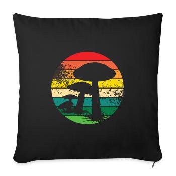 Cueilleurs de champignons et amis champignons - Housse de coussin décorative 45 x 45 cm - noir - Devant