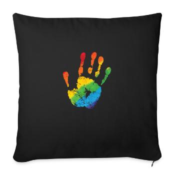 Main dans les couleurs de l’arc-en-ciel de couleur LGBT - Housse de coussin décorative 45 x 45 cm - noir - Devant