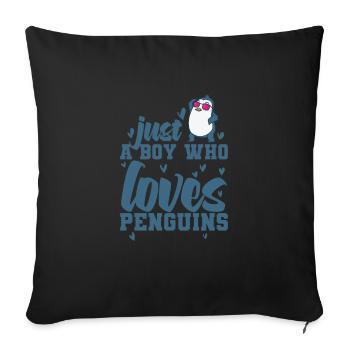 Just a Boy who loves Penguins Vogel - Sofakissenbezug 45 x 45 cm - Schwarz - Vorne