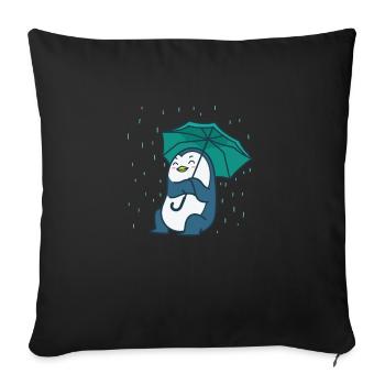 Penguin with an umbrella Antarctica - Sofa pillowcase 17,3'' x 17,3'' (45 x 45 cm) - black - Front