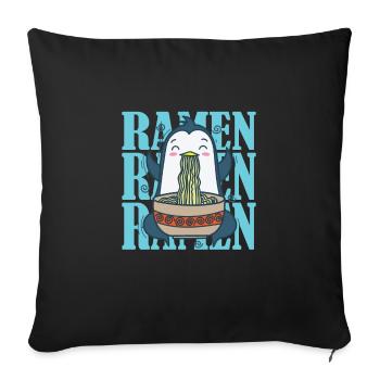 Pinguin mit Ramen Nudeln Antarktis Vogel - Sofakissenbezug 45 x 45 cm - Schwarz - Vorne