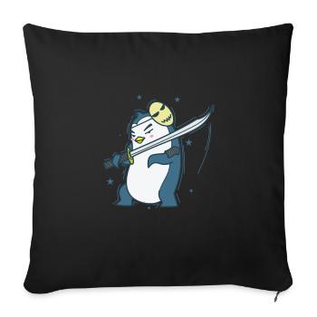 Penguin with mask and sword Antarctica - Sofa pillowcase 17,3'' x 17,3'' (45 x 45 cm) - black - Front