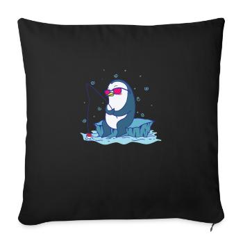 Pinguin am Angeln Antarktis Vogel Tier - Sofakissenbezug 45 x 45 cm - Schwarz - Vorne