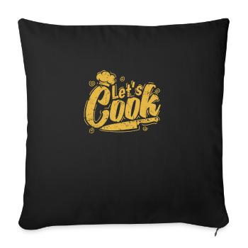 Let's Cook Chefkoch Hobby Essen Küche - Sofakissenbezug 45 x 45 cm - Schwarz - Vorne