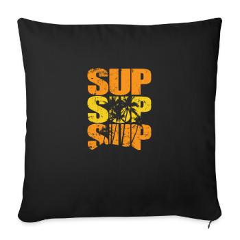 SUP avec Palm Stand up Paddle Sport - Housse de coussin décorative 45 x 45 cm - noir - Devant