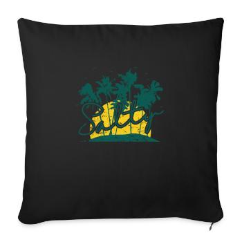 Salty Palm Tree Holiday Beach - Housse de coussin décorative 45 x 45 cm - noir - Devant